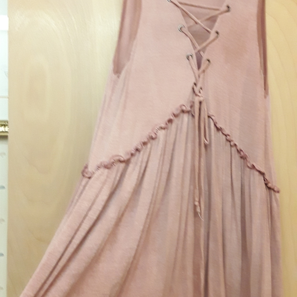 Sage Blush Mauve Pink Boho Corset Peplum Flowy Tank Top M